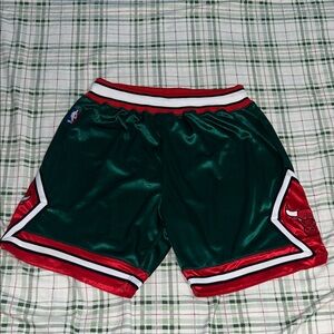 Mitchell & Ness Green and Red Athletic Shorts